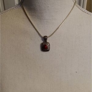 Red & Silver Pendant Necklace